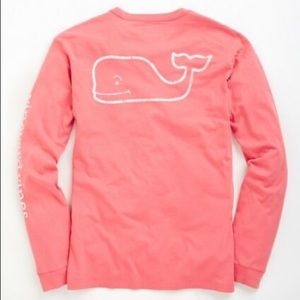 Vineyard Vines Peach Garment-Dyed Vintage Whale Long-Sleeve Pocket Tee